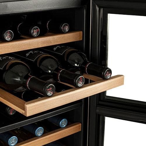 Koldfront 18 Bottle Free Standing Dual Zone Wine Cooler wooden racks