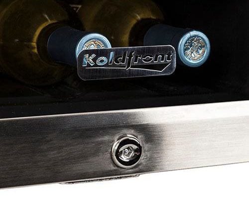 Koldfront 18 Bottle Free Standing Dual Zone Wine Cooler door lock